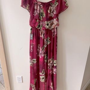Express dress size medium magenta with hibiscus long NWTs
